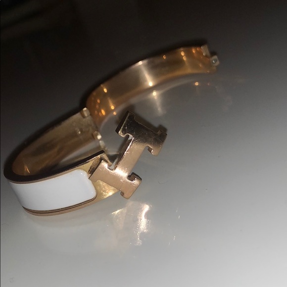 Hermès clic H bracelet, blanc (rose gold) - Picture 2 of 4